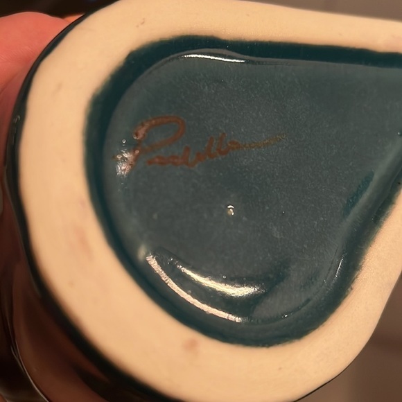 Set of 4 Vintage Padilla Glazed Ombré Ceramic Mugs w/ Wood Stacking Rack - Picture 9 of 10